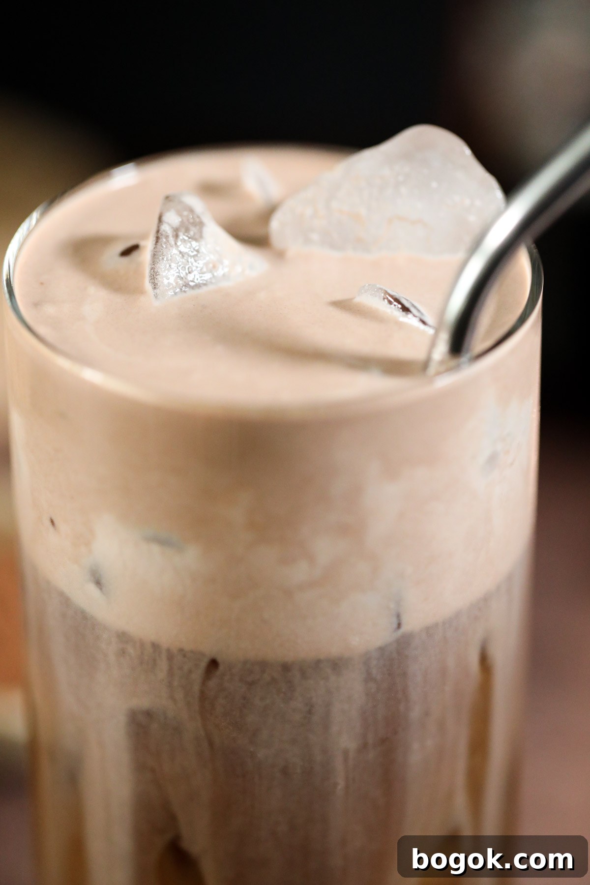 Starbucks-Style Chocolate Cream Cold Brew Recipe 5 close up of chocolate cold foam.