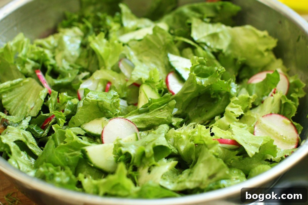 Spring Greens with Chopped Spruce Tips