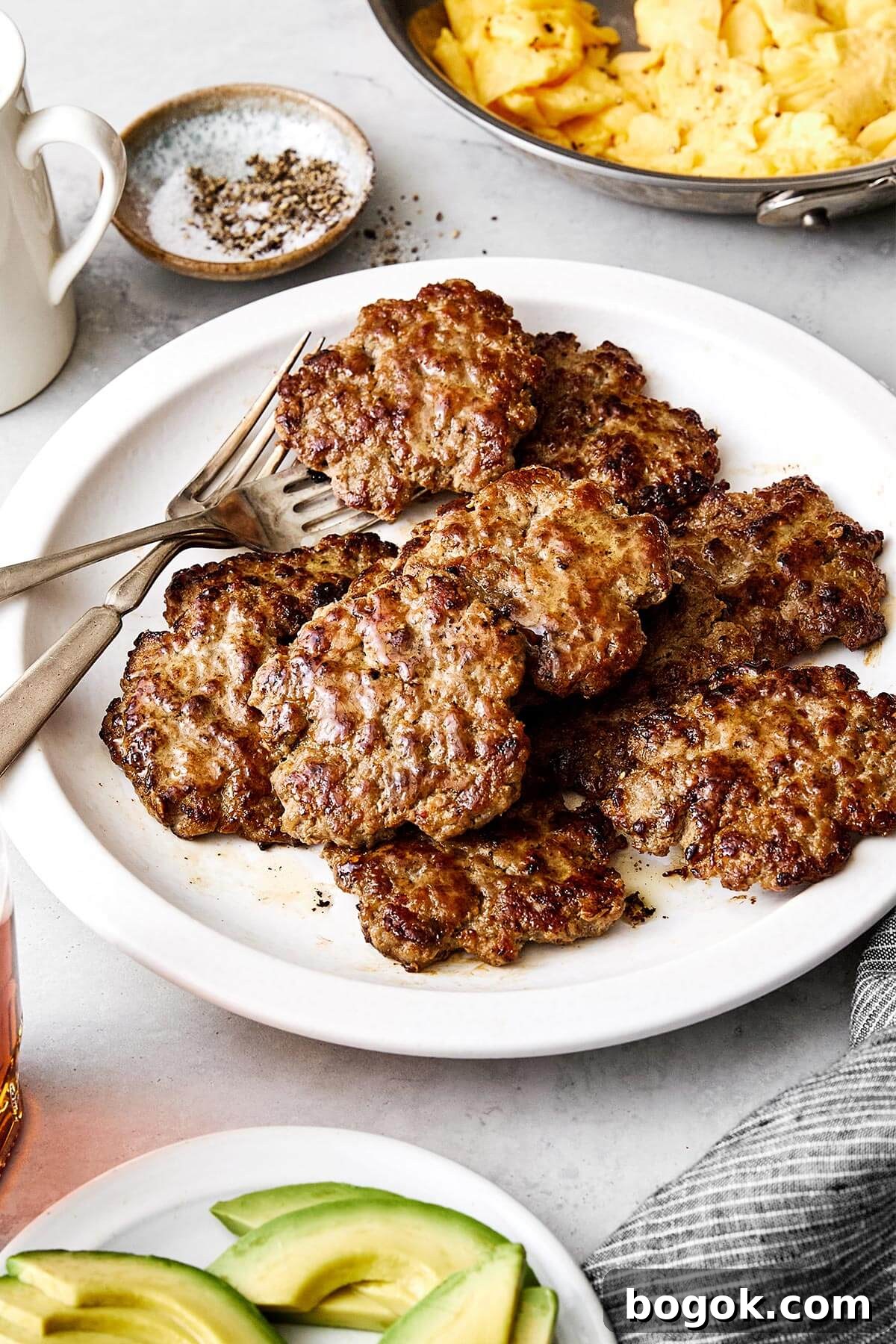 A plate of breakfast sausages.