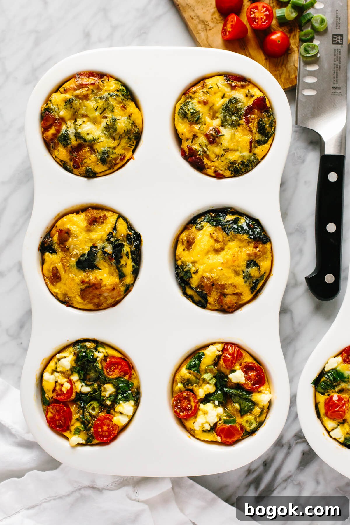 Egg muffins in a pan.
