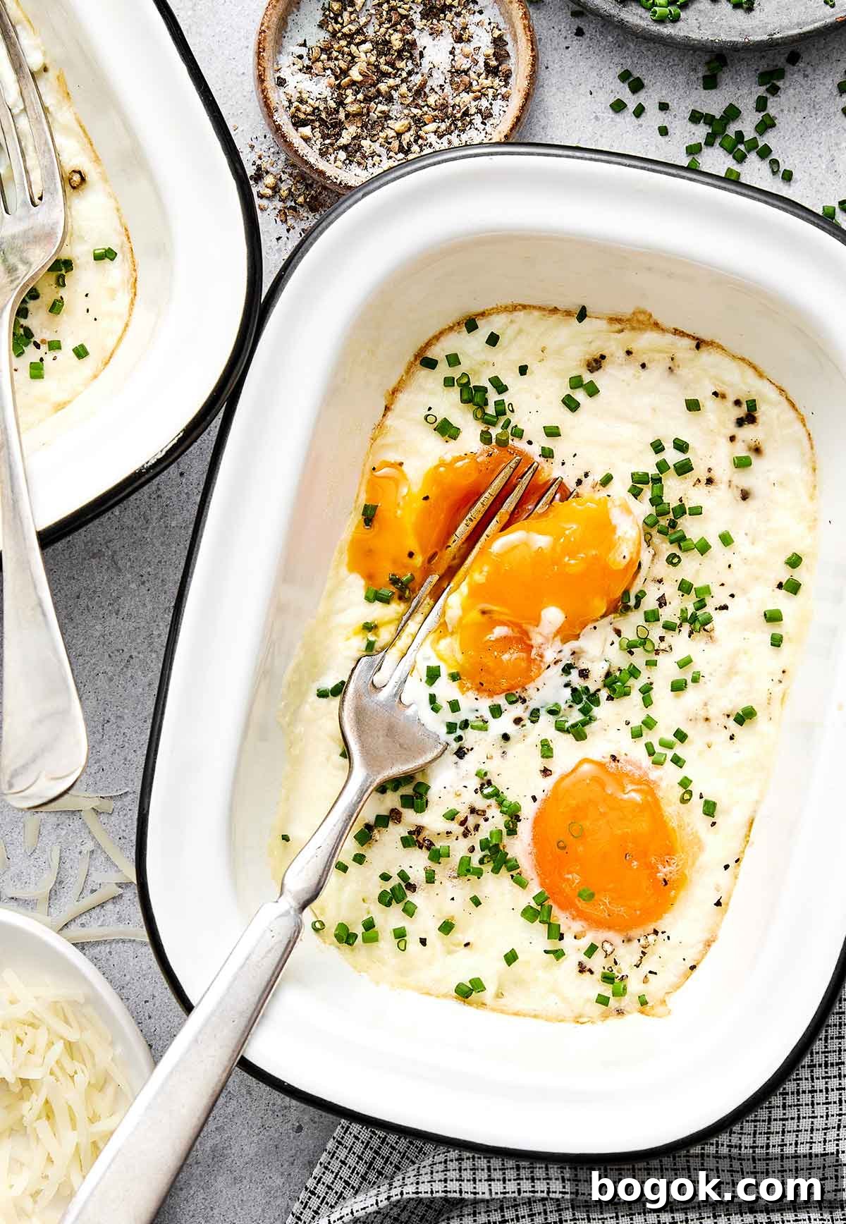 Shirred eggs recipe.