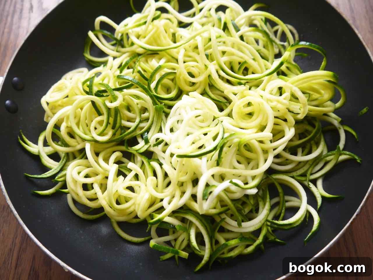 Ground Turkey Tacos with Zucchini Noodles (Zoodles) 6 Zoodles zucchini noodles before cooking.
