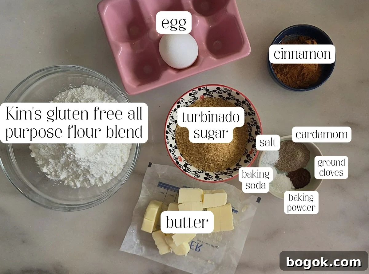 biscoff cookies ingredients measured out and labeled.