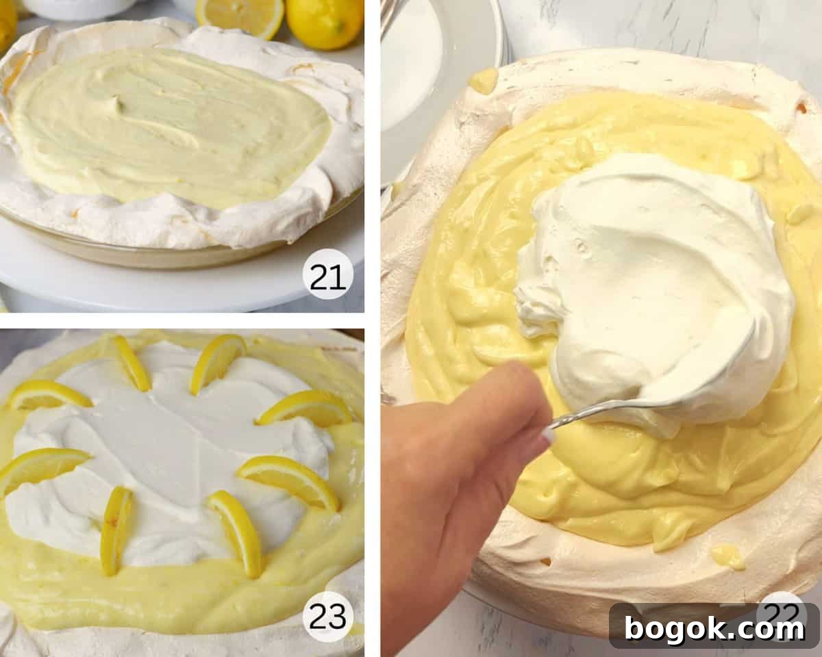 Light and Fluffy Lemon Angel Pie Recipe 10 Process pictures to assemble lemon angel pie.