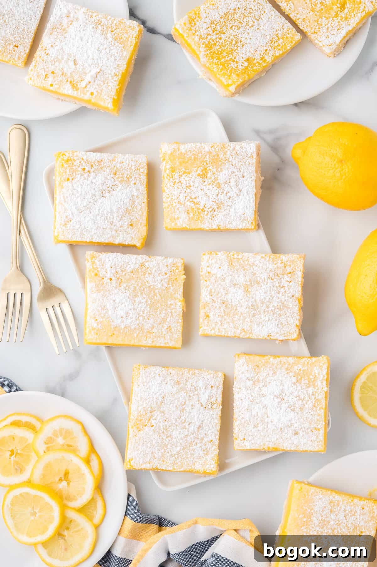 Classic Lemon Bars with Buttery Shortbread Crust 6 The recipe on a platter.