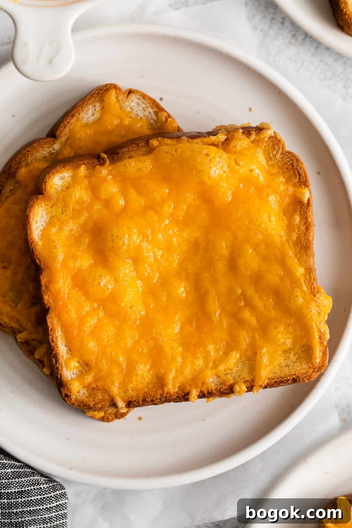 Cheese toast on a plate Cheese toast on a plate.