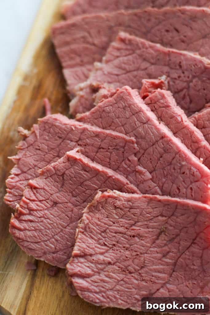 Stovetop Corned Beef: Tender, Flavorful Recipe and Tips 3 slices of corned beef on a plate.