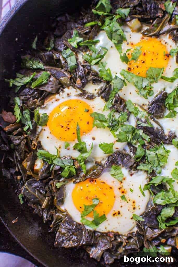 Shakshuka with Collard Greens in Spiced Tomato Sauce 2 green shakshuka