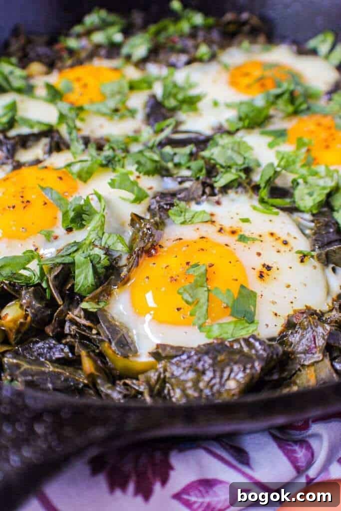 Shakshuka with Collard Greens in Spiced Tomato Sauce 3 green shakshuka
