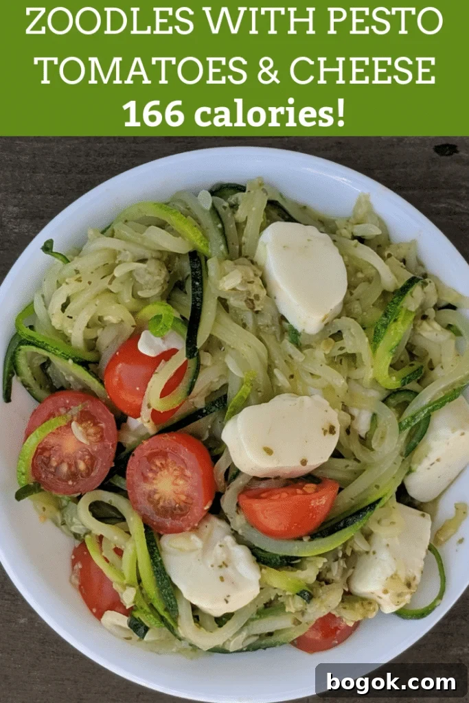 zoodles with pesto tomato and cheese only 166 calories