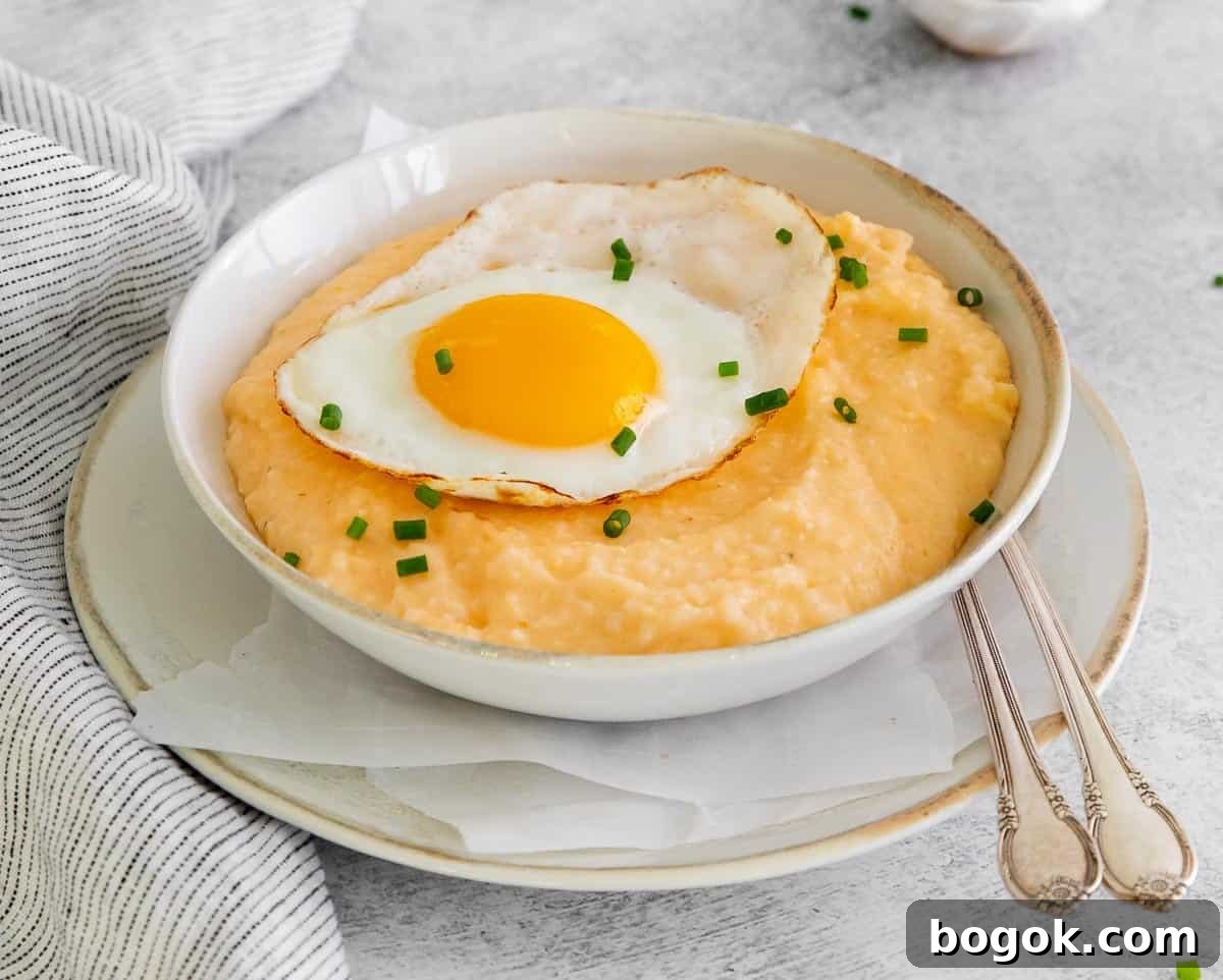 Classic Southern Grits and Eggs Breakfast Recipe 8 Grits and eggs in a bowl
