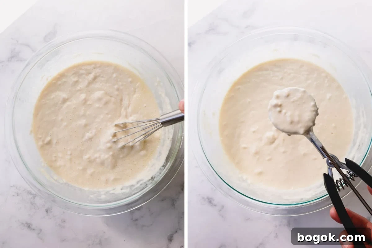 a bowl of waffle batter.