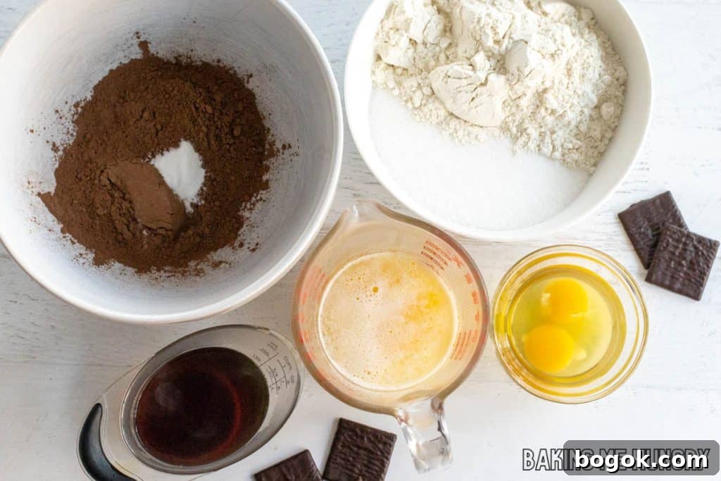 After Eight Mint Brownies Recipe — Classic Chocolate Mint Treat 4 ingredients in bowls