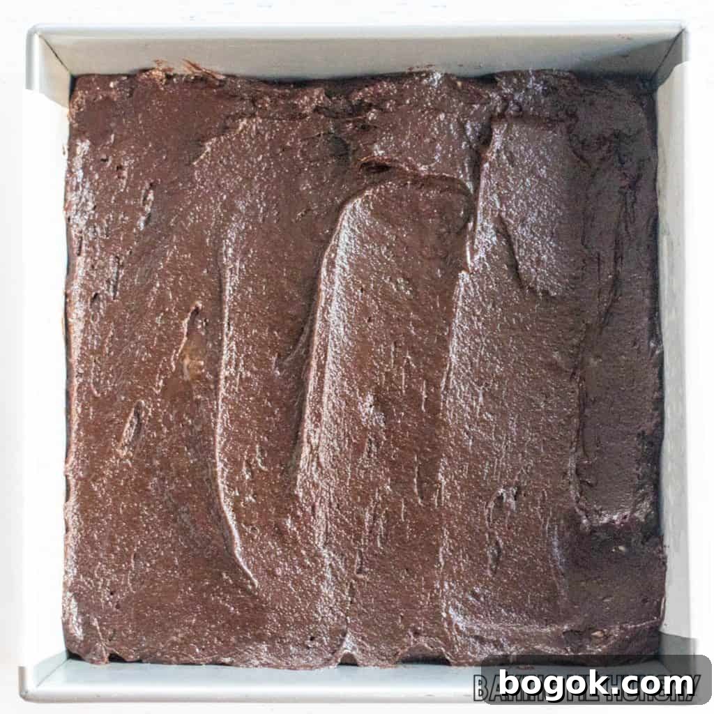 After Eight Mint Brownies Recipe — Classic Chocolate Mint Treat 10 batter in pan