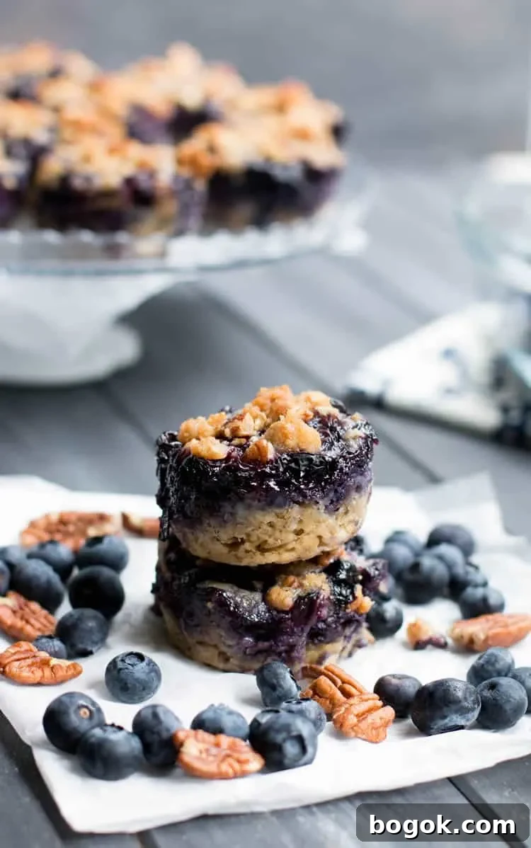 Baked Blueberry Oatmeal Pie: Comforting Breakfast Casserole 8 Blueberry Pie Baked Oatmeal. A pile of fresh blueberries and buttery crumb topping create a delicious fruity pie layer on top of hearty baked oatmeal.