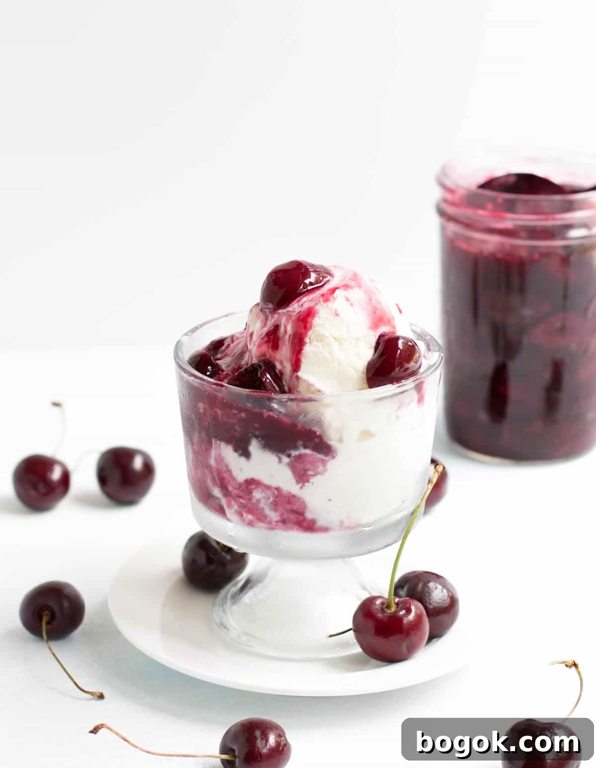 How to Make Fresh Sweet Cherry Sauce 2 Fresh Sweet Cherry Sauce poured over ice cream
