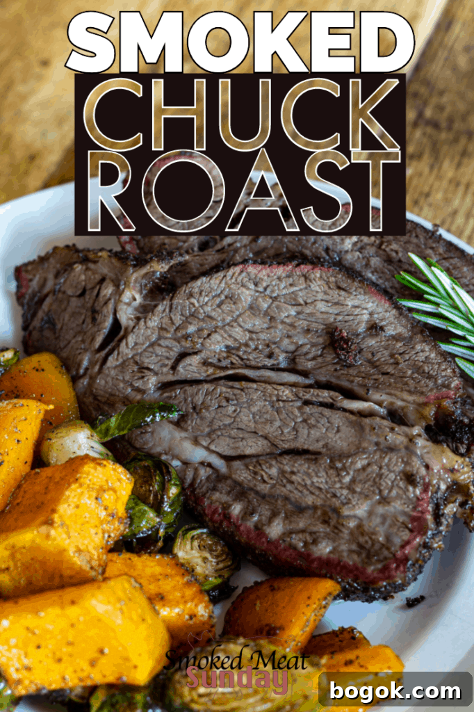 This smoked chuck roast recipe with roasted butternut squash is perfect for the Fall.