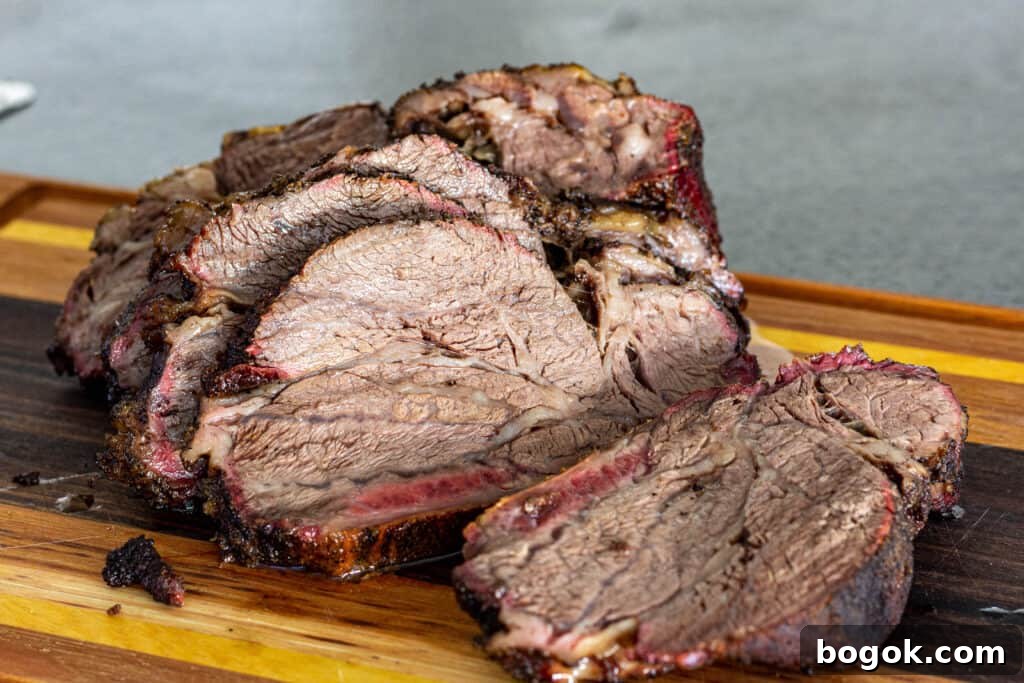 sliced chuck roast on a cutting board