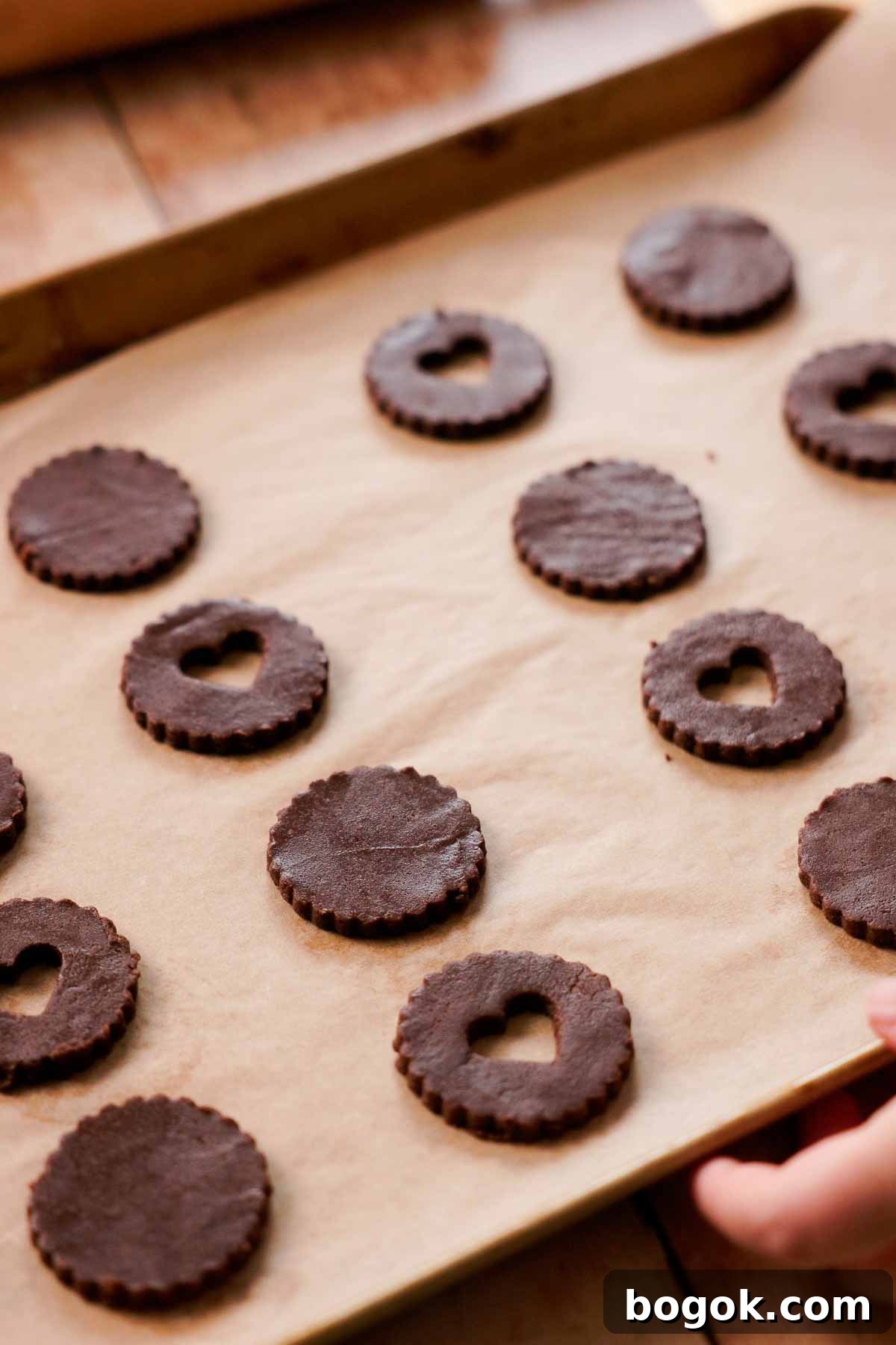 Chocolate Almond Cherry Linzer Cookies Recipe 11 cut out chocolate almond linzer cookies