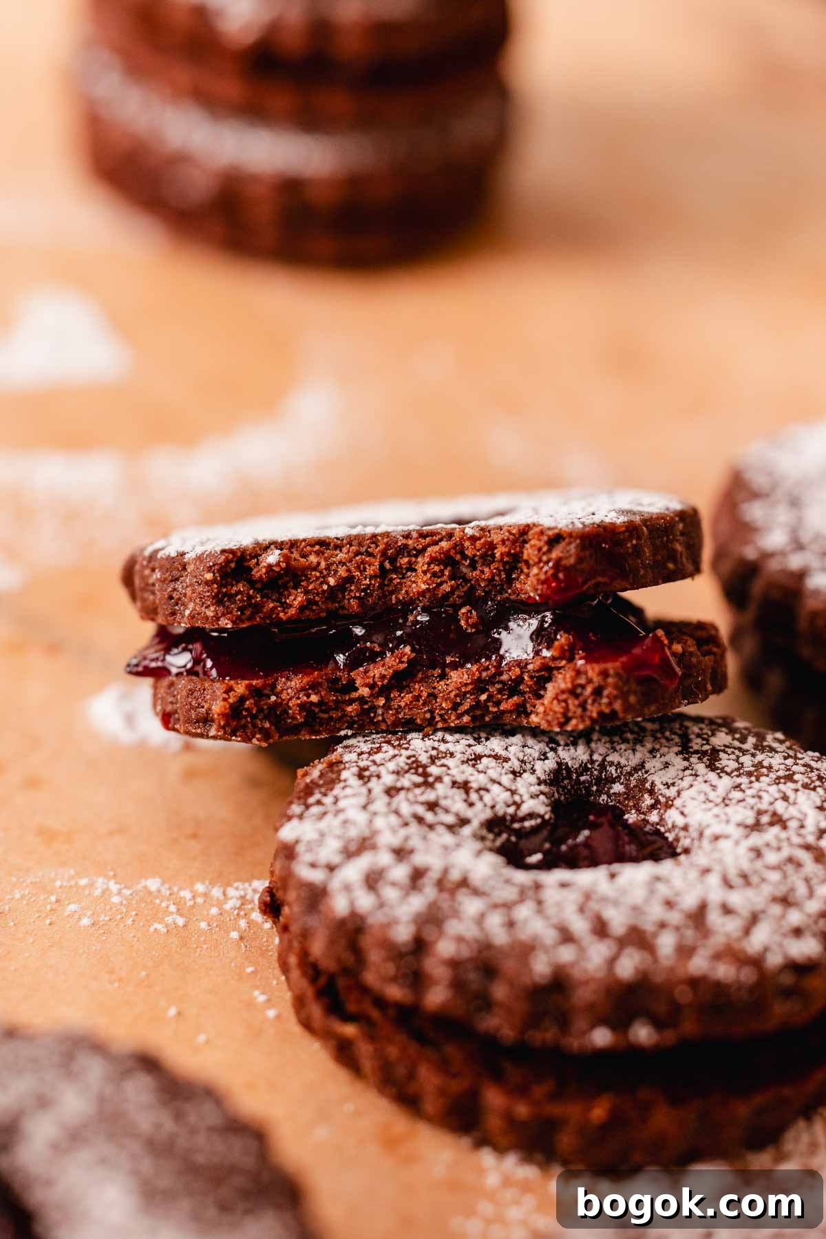 Chocolate Almond Cherry Linzer Cookies Recipe 3 bitten chocolate almond cherry linzer cookie