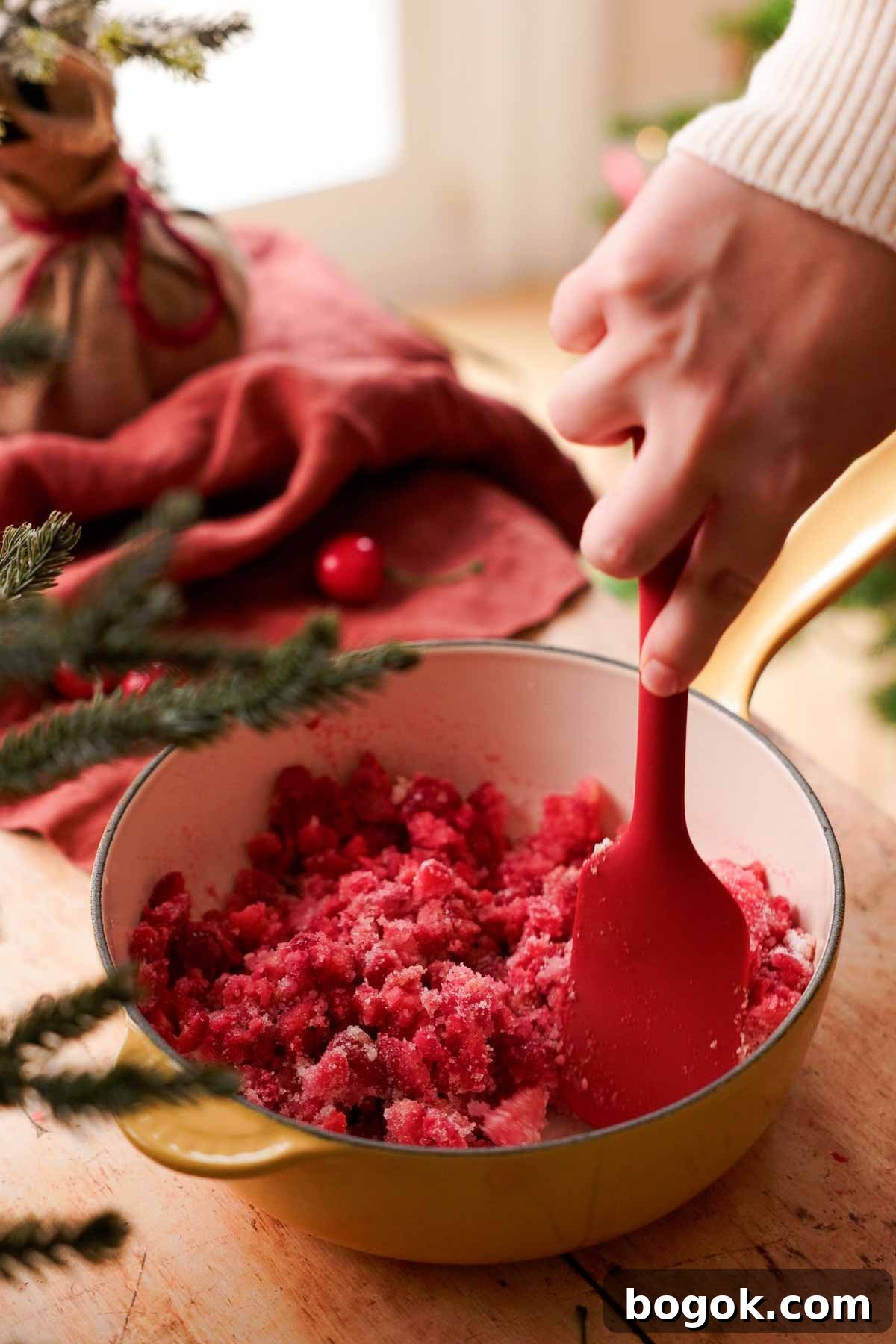 Chocolate Almond Cherry Linzer Cookies Recipe 5 mixing tart cherry jam ingredients in saucepan