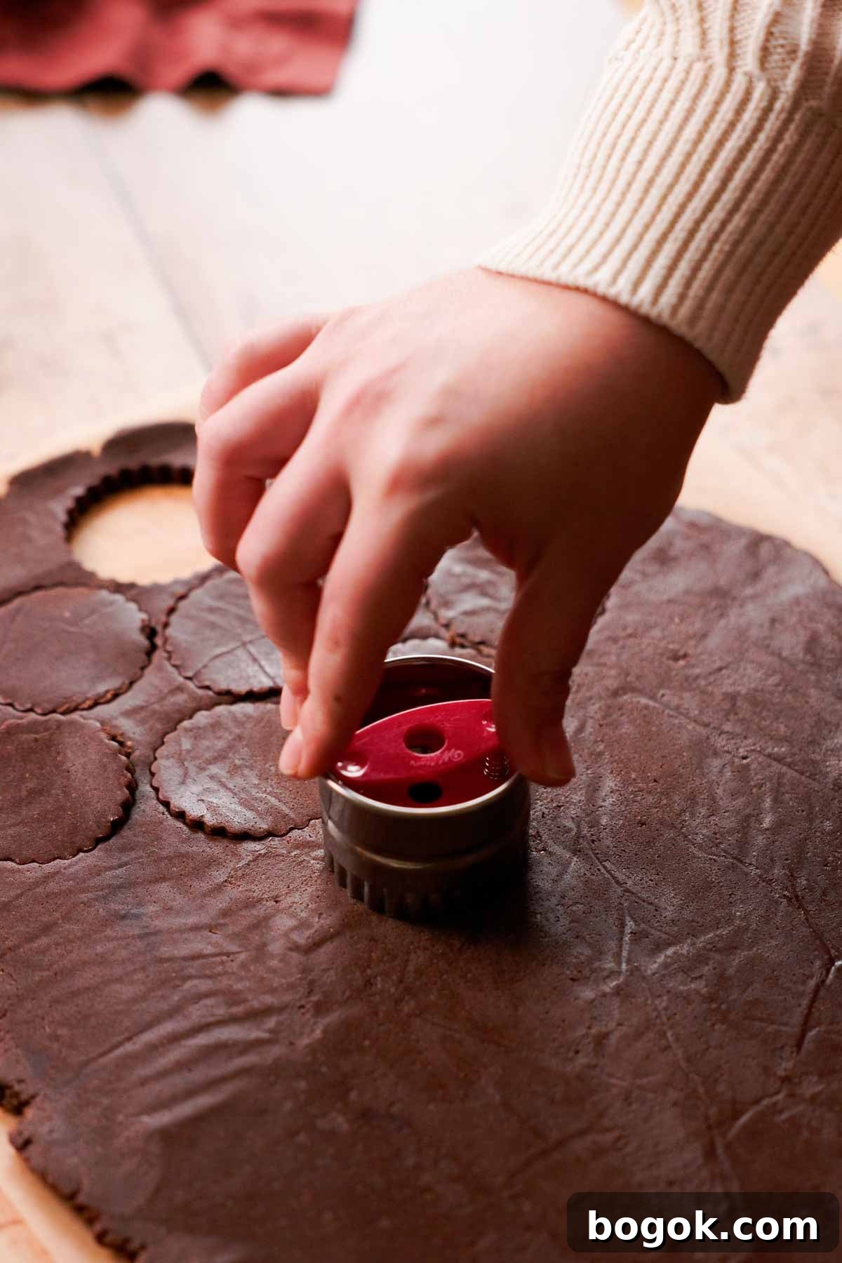 Chocolate Almond Cherry Linzer Cookies Recipe 10 cutting out linzer almond cookies