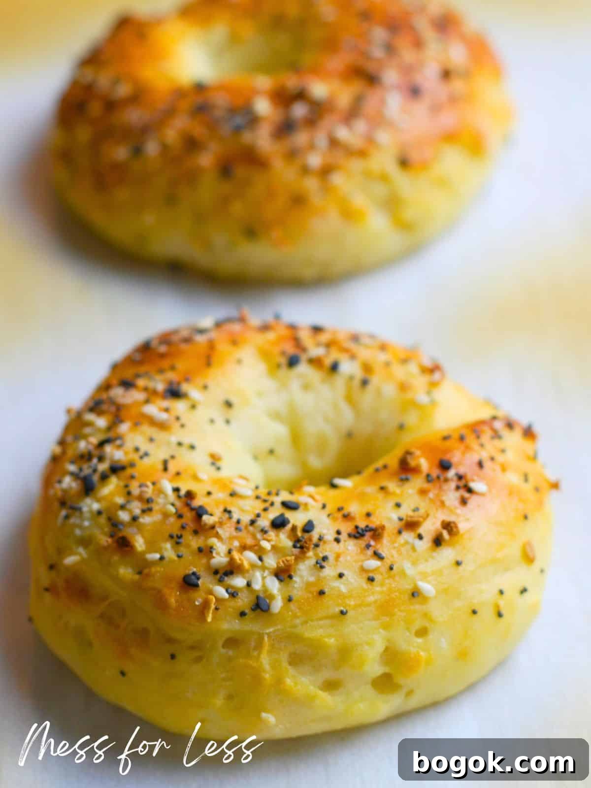 Baked two-ingredient bagels