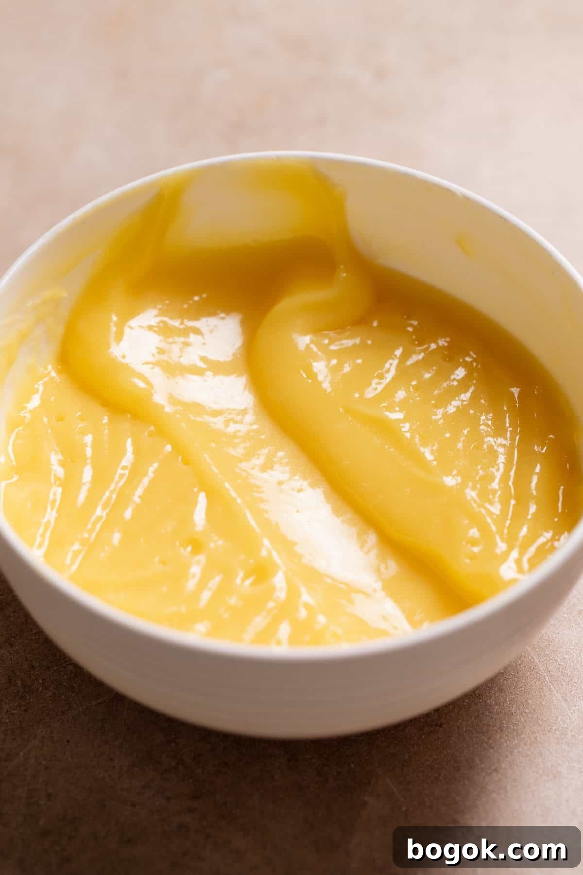 A bowl of homemade lemon curd.