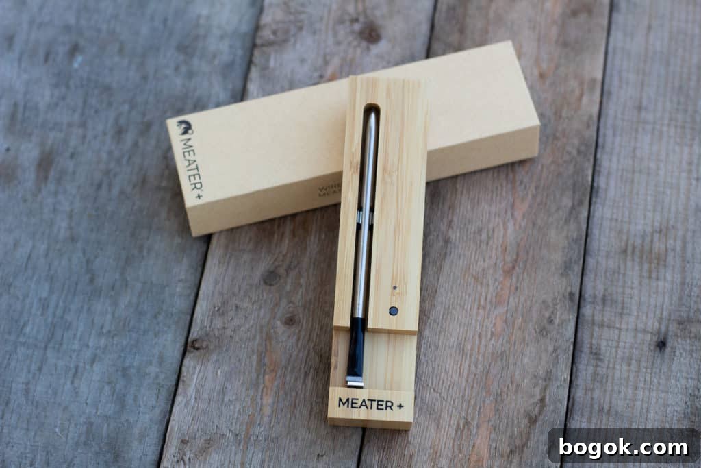 Meater Plus probe and bamboo charging case