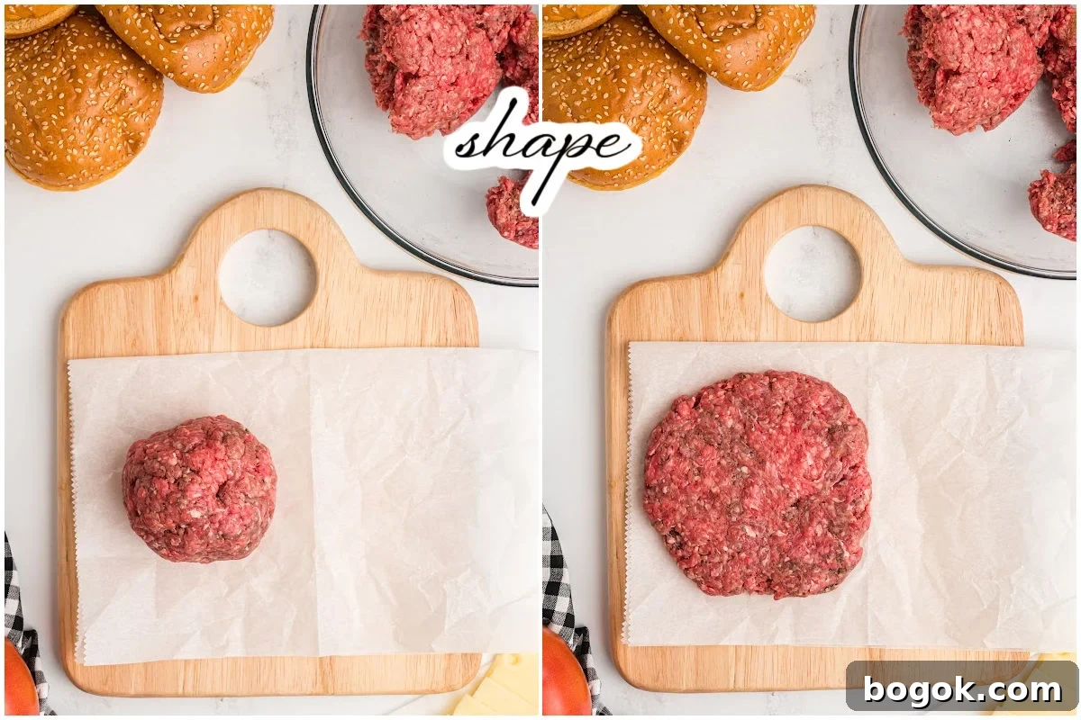 Juicy Cast Iron Skillet Burgers That Beat the Grill 5 burger before and after shaping.