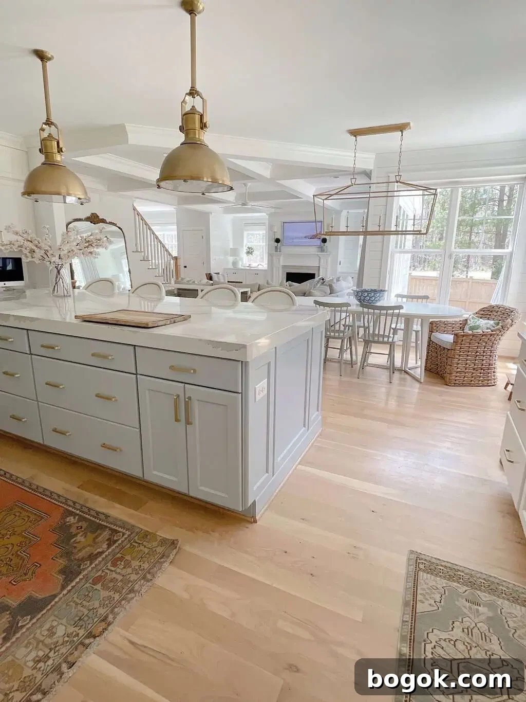 White Kitchen with Blue Island: Design Details 9 a white kitchen and a blue island