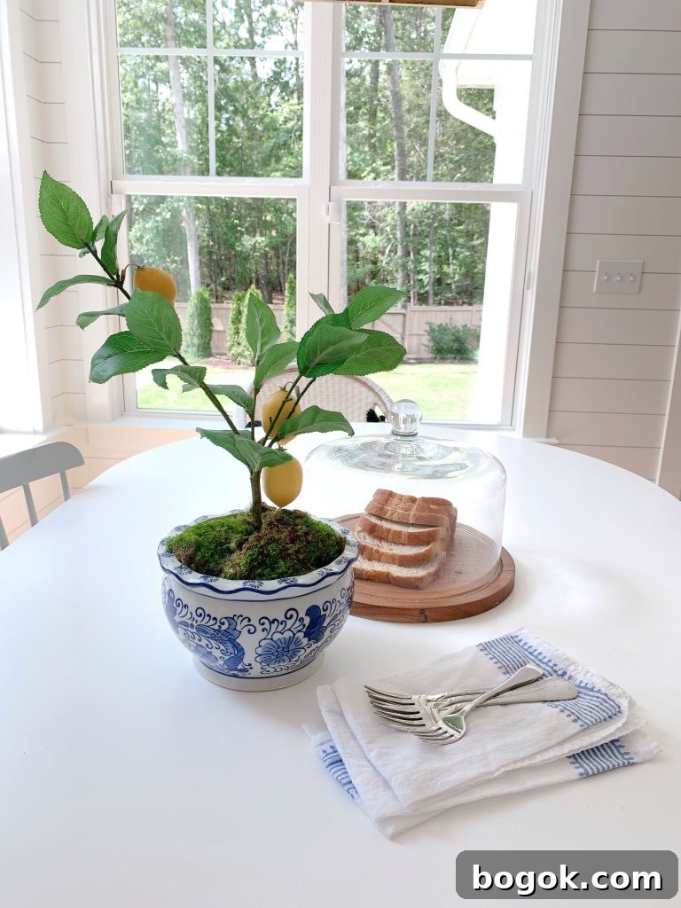 White Kitchen with Blue Island: Design Details 10 blue and white bowl on the downing table