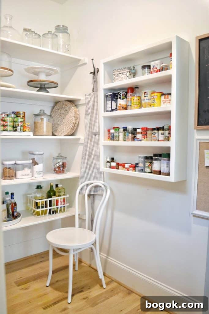 White Kitchen with Blue Island: Design Details 16 walk in pantry