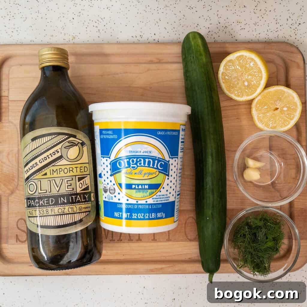 Authentic Greek Tzatziki Sauce Recipe 3 tzatziki ingredients