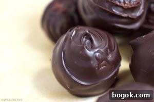 Tim Tam Cheesecake Truffles Recipe - No-Bake Bite-Sized Treats 3 Close up of a chocolate covered Tim Tam Cheesecake Truffles. These are sweet and creamy Tim Tam cheesecake with the distinct flavour of chocolate Tim Tams. If you love Tim Tams and cheesecake you will love these truffles. #timtams #timtamcheesecake