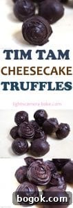 Tim Tam Cheesecake Truffles Recipe - No-Bake Bite-Sized Treats 5 Chocolate covered Tim Tam Cheesecake Truffles. These are sweet and creamy Tim Tam cheesecake with the distinct flavour of chocolate Tim Tams. If you love Tim Tams and cheesecake you will love these truffles. #timtams #timtamcheesecake