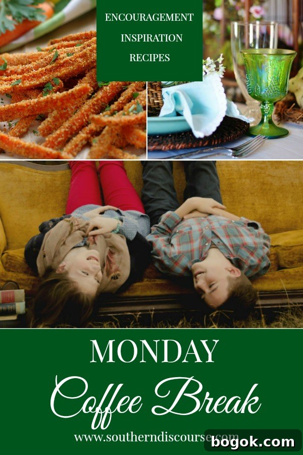 Monday Coffee Break Episode 27: News, Tips & Trends 3 Monday Coffee Break at Southern Discourse offers Biblical encouragement for everyday living, ideas for hospitality, and delicious seasonal recipes such as a woodland Easter table and garlic Parmesan carrot fries.